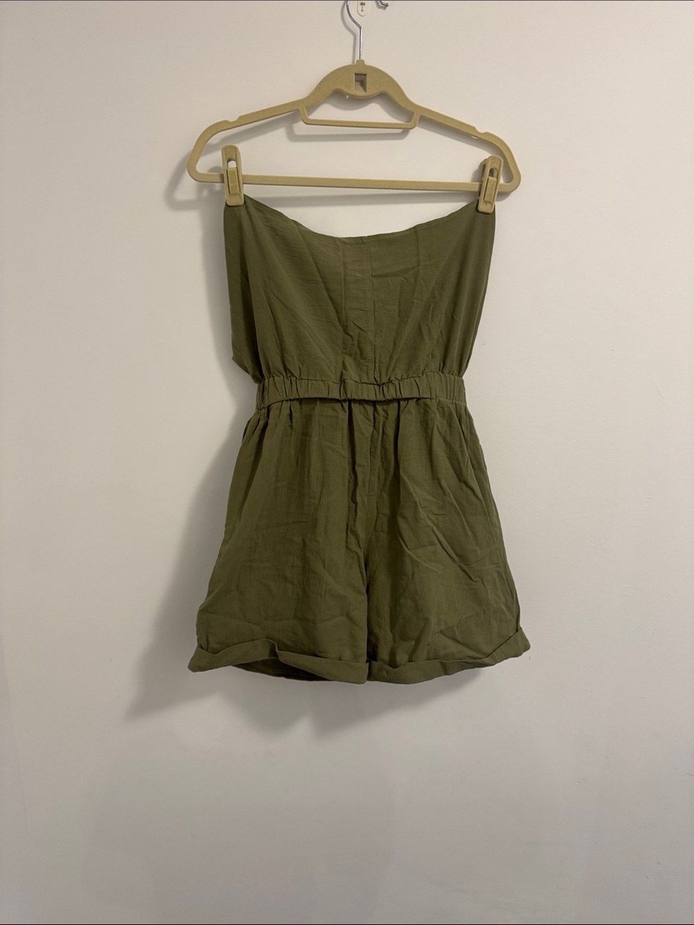 SHEIN Olive Green Strapless Romper